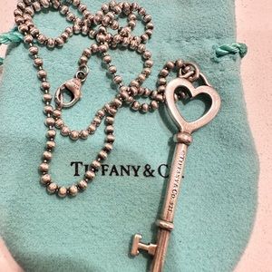 Tiffany key heart 925 silver pendant and chain